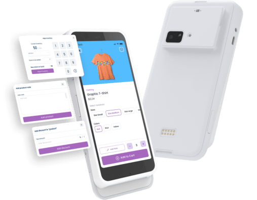 Appareil de point de vente mobile affichant le logiciel Final
