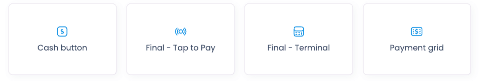 A gitter of four payment Builder Elements, showing Finals payment flexibility